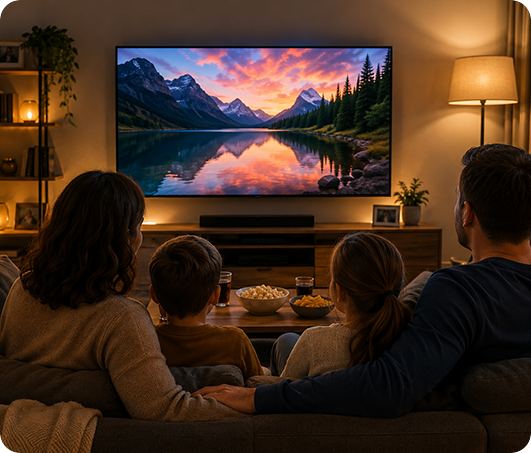 Šeima žiūri turinį per Tabox IPTV