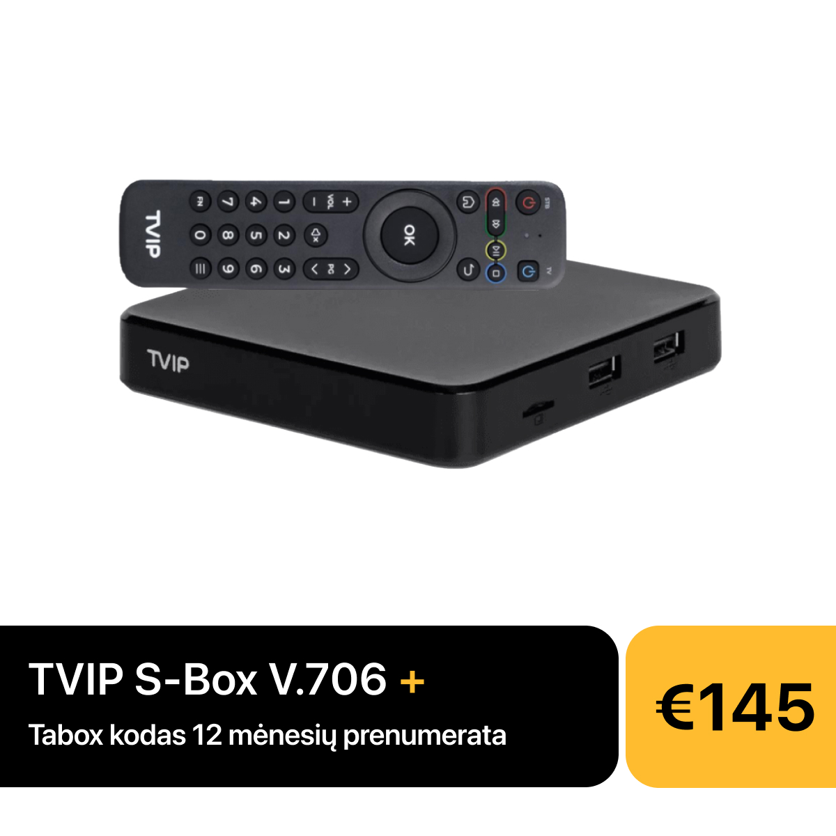 TVIP S-Box V.706 + Tabox 12 mėnesių prenumerata