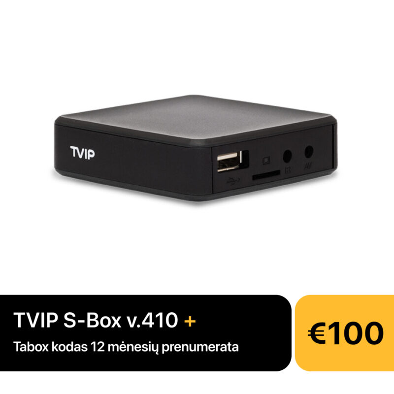 TVIP S-Box v.410 + Tabox 12 mėnesių prenumerata